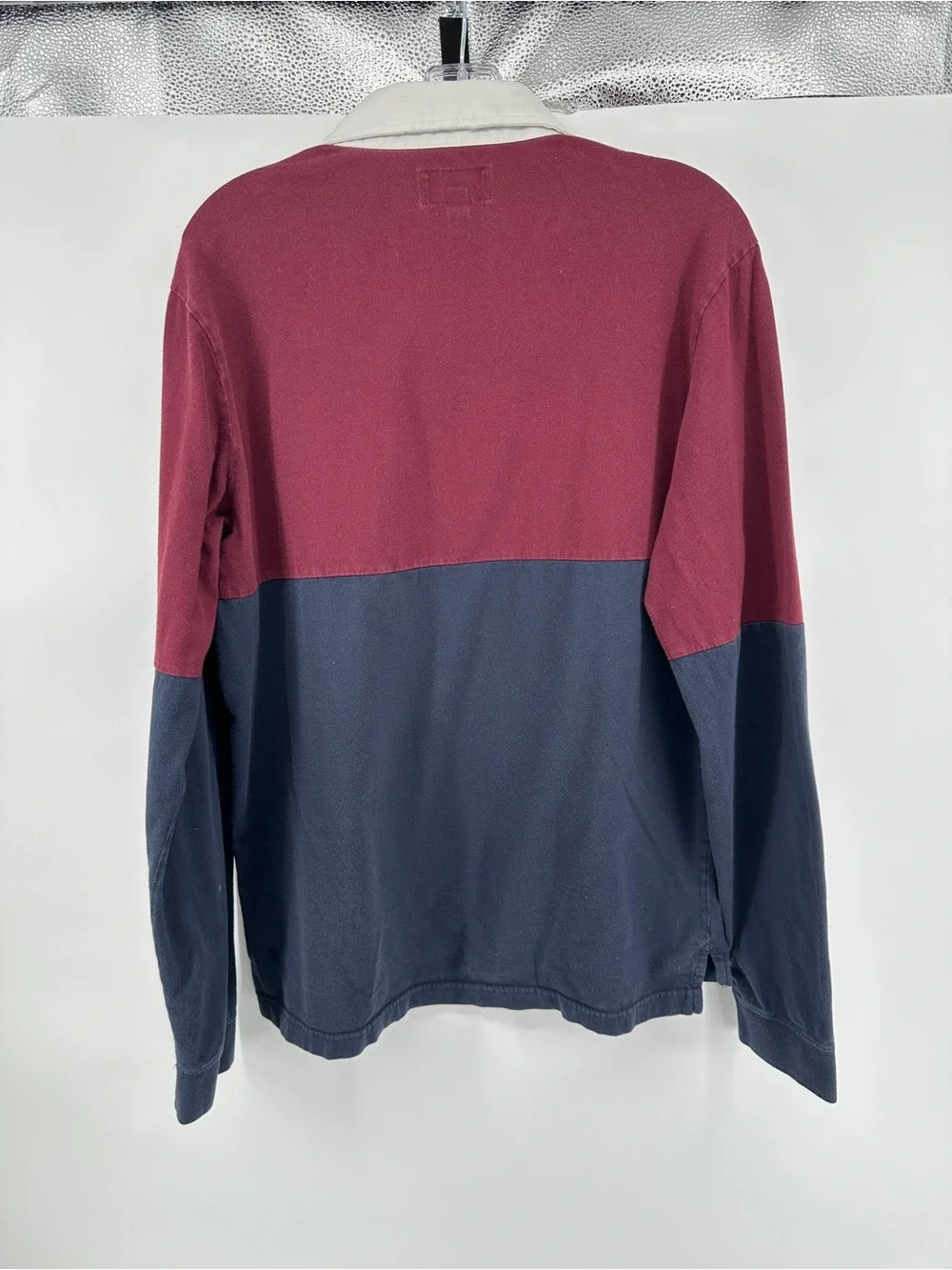 True Religion Y2K Hiphop Blockcore Urban Men’s Burgundy/Navy Rugby Shirt SzL